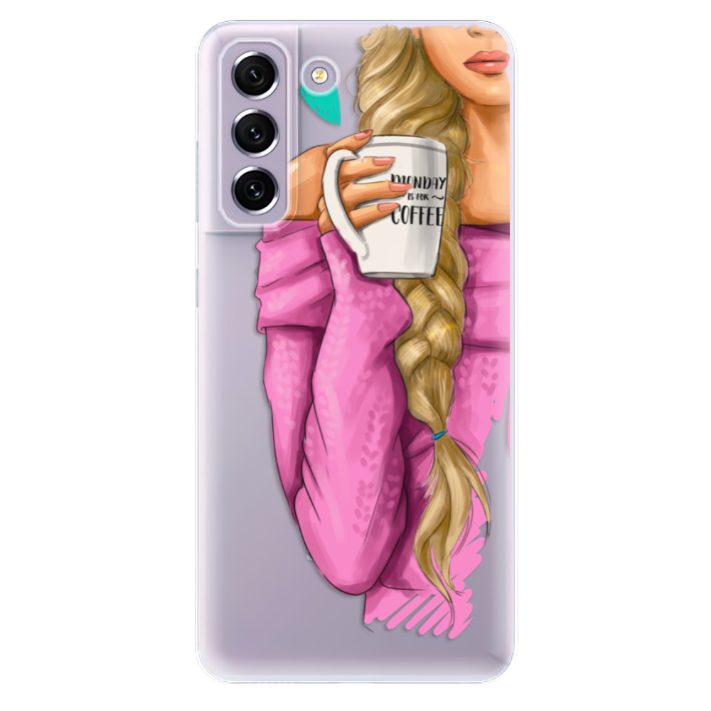 Odolné silikónové puzdro iSaprio - My Coffe and Blond Girl - Samsung Galaxy S21 FE 5G
