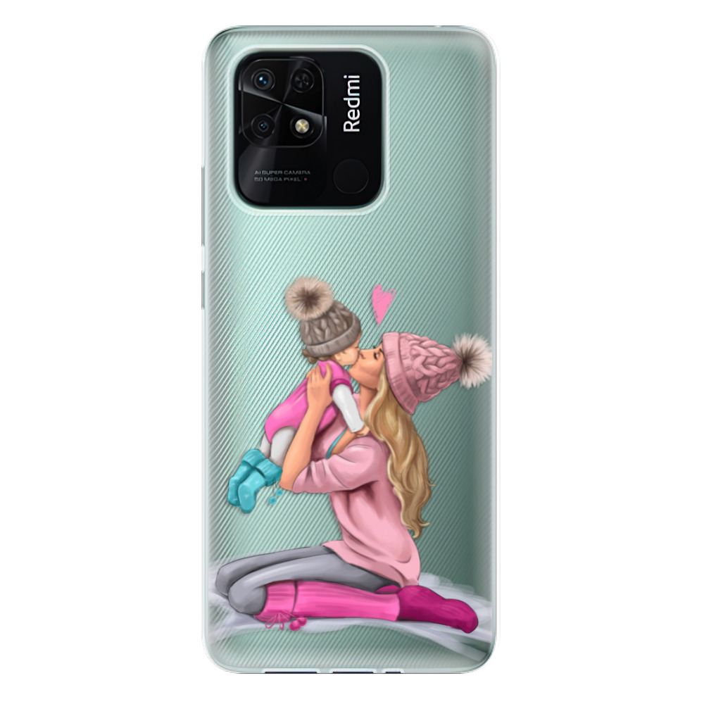 Odolné silikónové puzdro iSaprio - Kissing Mom - Blond and Girl - Xiaomi Redmi 10C