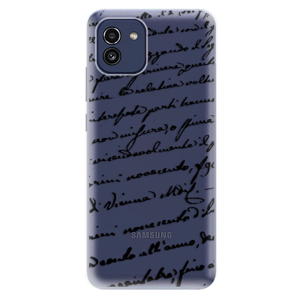 Odolné silikónové puzdro iSaprio - Handwriting 01 - black - Samsung Galaxy A03