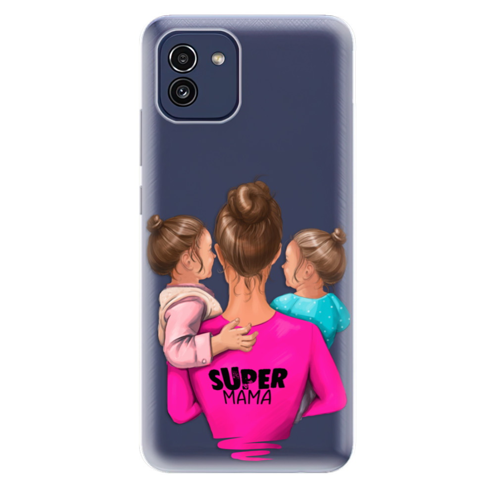 Odolné silikónové puzdro iSaprio - Super Mama - Two Girls - Samsung Galaxy A03