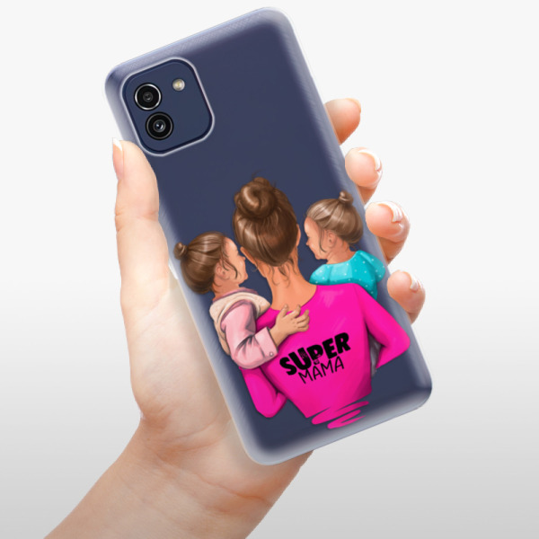 Odolné silikónové puzdro iSaprio - Super Mama - Two Girls - Samsung Galaxy A03