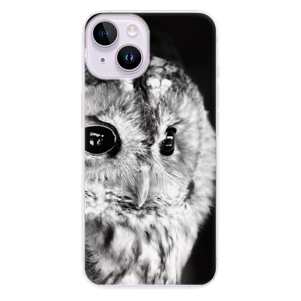 Odolné silikónové puzdro iSaprio - BW Owl - iPhone 14