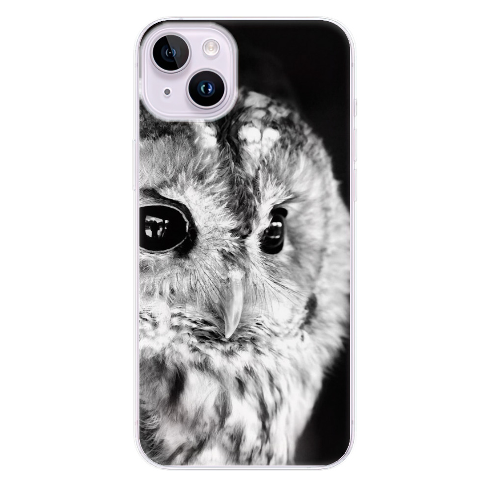 Odolné silikónové puzdro iSaprio - BW Owl - iPhone 14 Plus