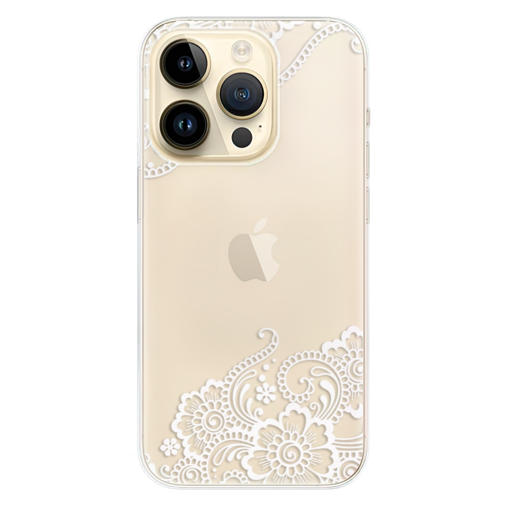 Odolné silikónové puzdro iSaprio - White Lace 02 - iPhone 14 Pro