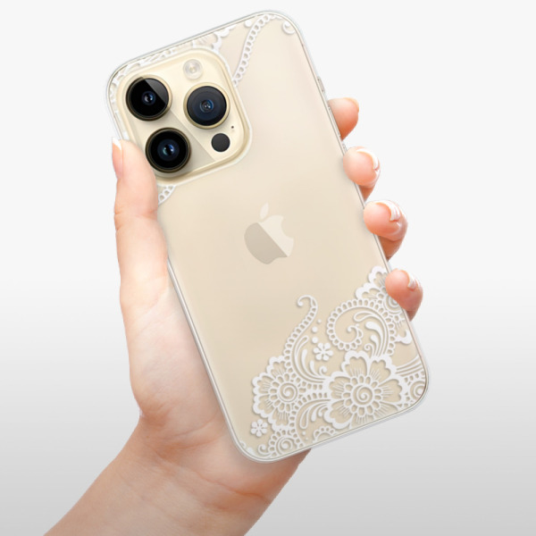 Odolné silikónové puzdro iSaprio - White Lace 02 - iPhone 14 Pro