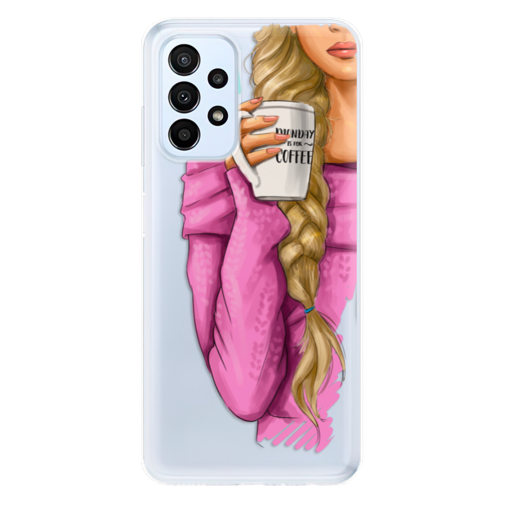Odolné silikónové puzdro iSaprio - My Coffe and Blond Girl - Samsung Galaxy A23 / A23 5G