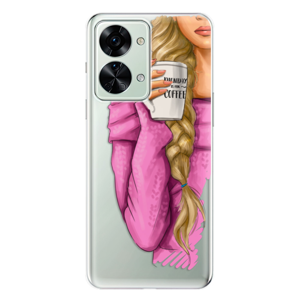 Odolné silikónové puzdro iSaprio - My Coffe and Blond Girl - OnePlus Nord 2T 5G