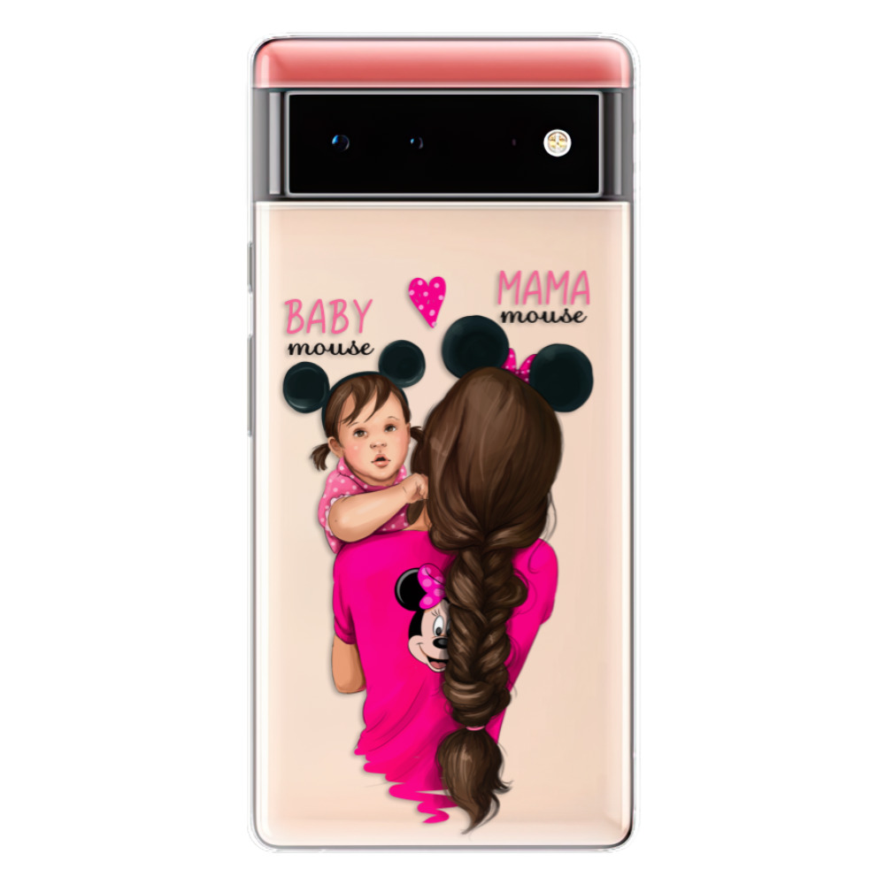 Odolné silikónové puzdro iSaprio - Mama Mouse Brunette and Girl - Google Pixel 6 5G