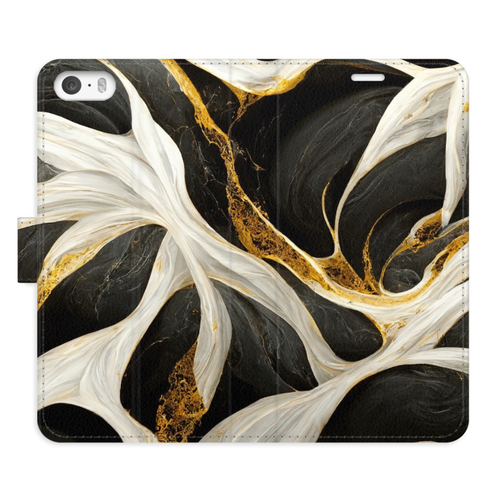 Flipové puzdro iSaprio - BlackGold Marble - iPhone 5/5S/SE