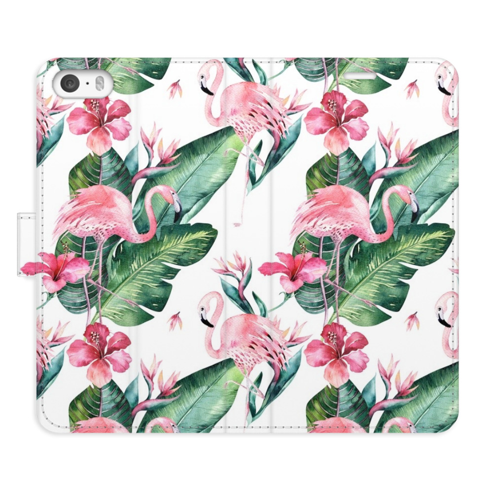 Flipové puzdro iSaprio - Flamingos Pattern - iPhone 5/5S/SE