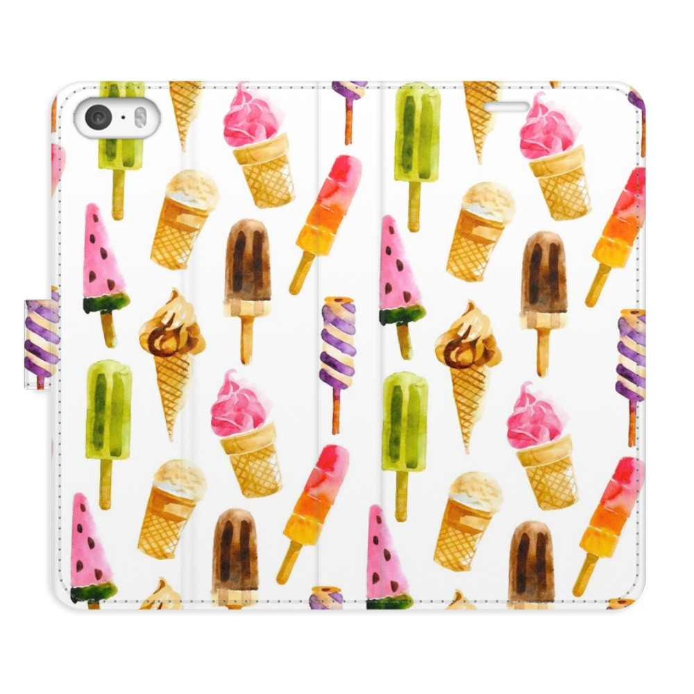 Flipové puzdro iSaprio - Ice Cream Pattern - iPhone 5/5S/SE