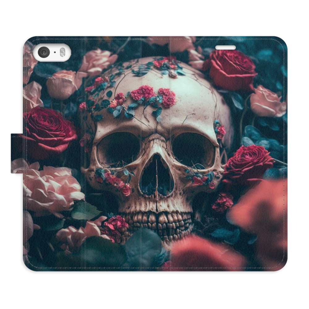 Flipové puzdro iSaprio - Skull in Roses 02 - iPhone 5/5S/SE