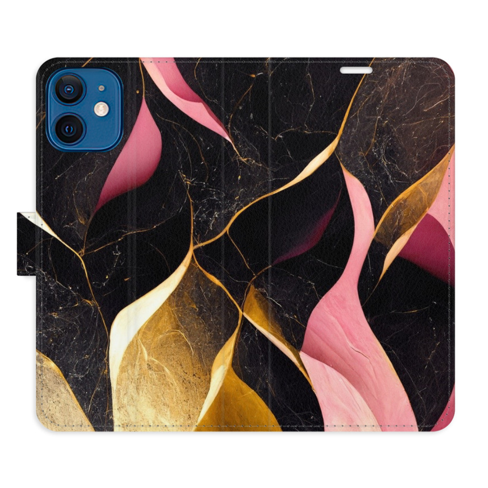 Flipové puzdro iSaprio - Gold Pink Marble 02 - iPhone 12 mini