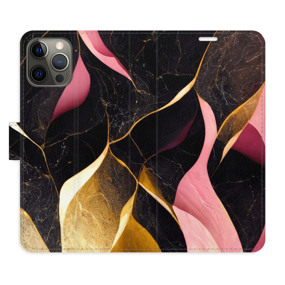 Flipové puzdro iSaprio - Gold Pink Marble 02 - iPhone 12/12 Pro