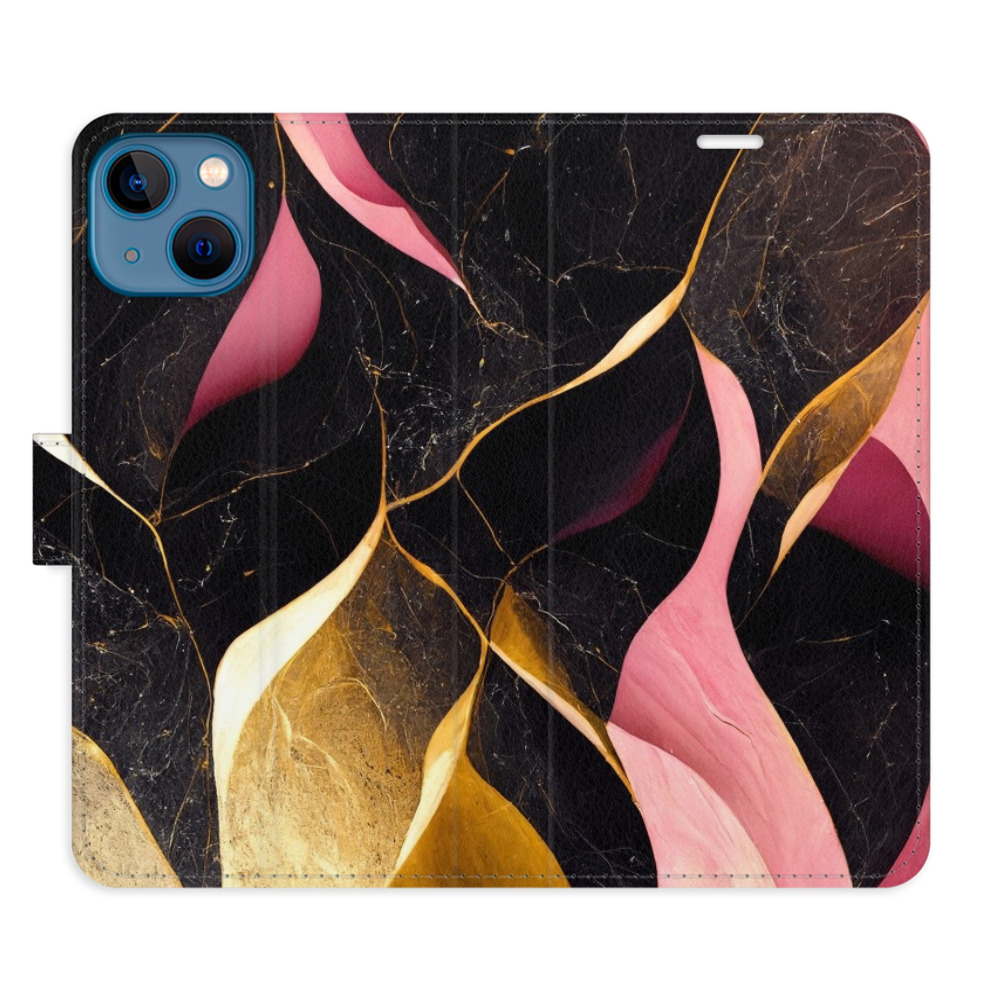 Flipové puzdro iSaprio - Gold Pink Marble 02 - iPhone 13