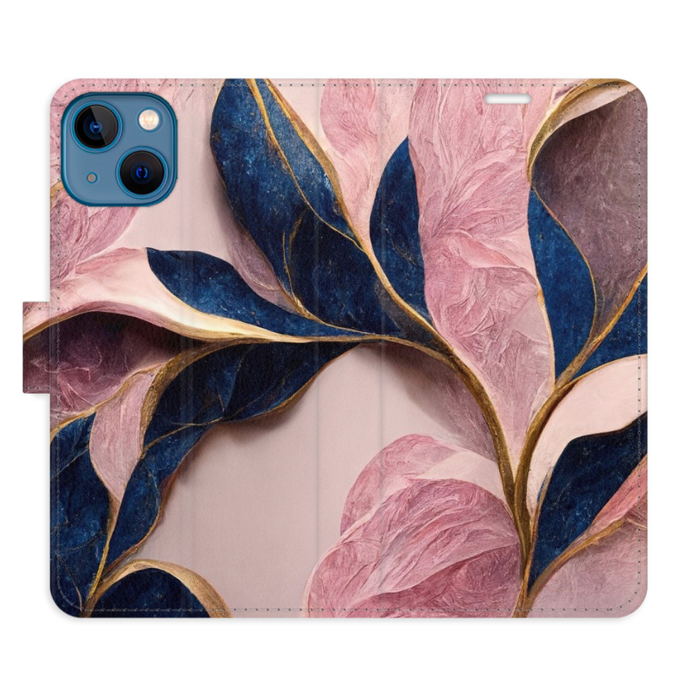 Flipové puzdro iSaprio - Pink Leaves - iPhone 13