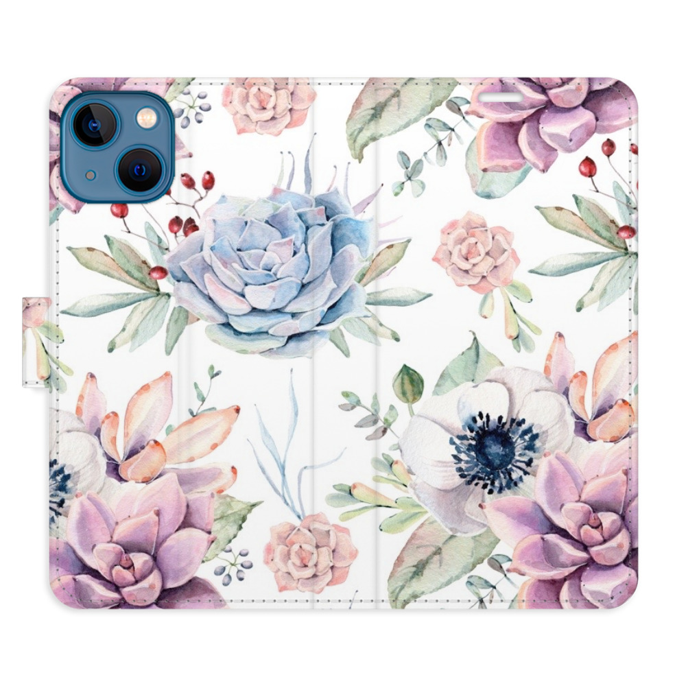 Flipové puzdro iSaprio - Succulents Pattern - iPhone 13