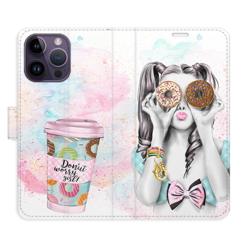 Flipové puzdro iSaprio - Donut Worry Girl - iPhone 14 Pro Max