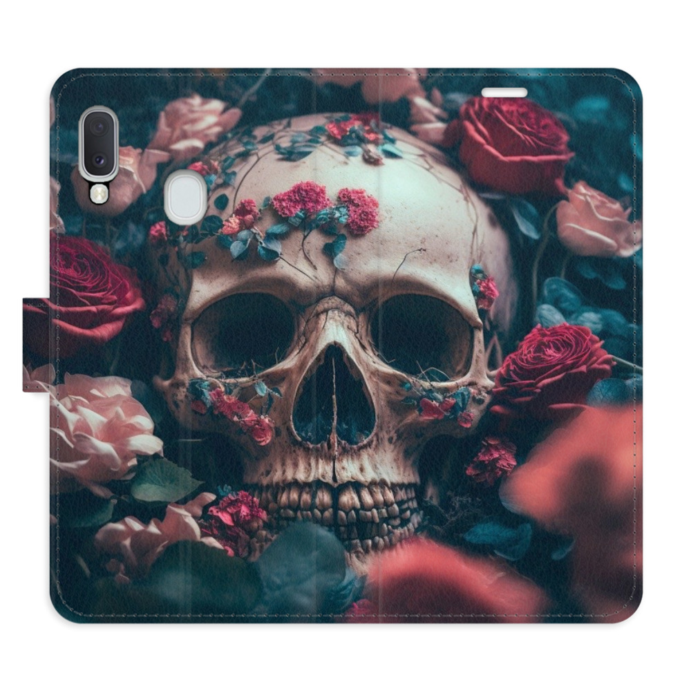 Flipové puzdro iSaprio - Skull in Roses 02 - Samsung Galaxy A20e