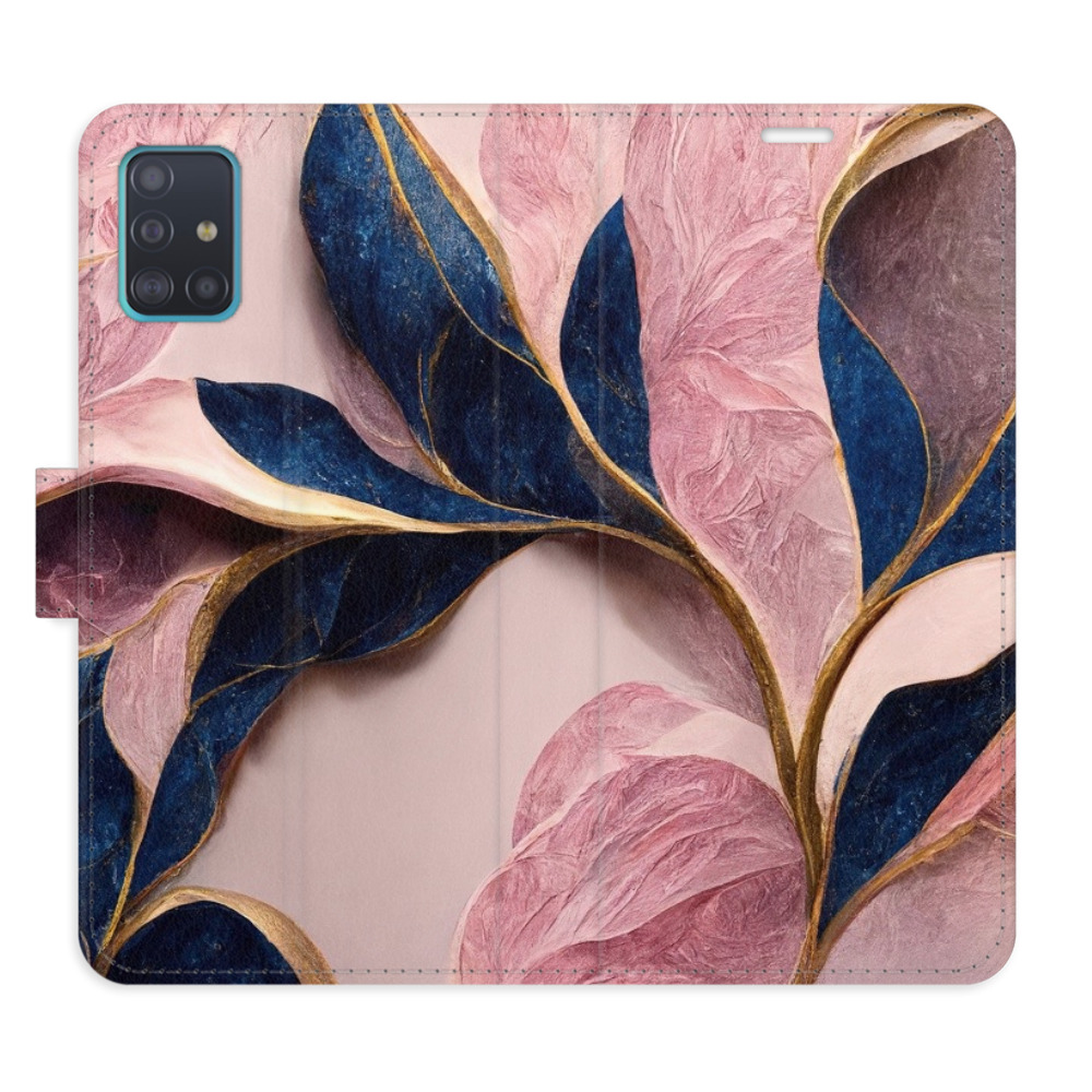 Flipové puzdro iSaprio - Pink Leaves - Samsung Galaxy A51
