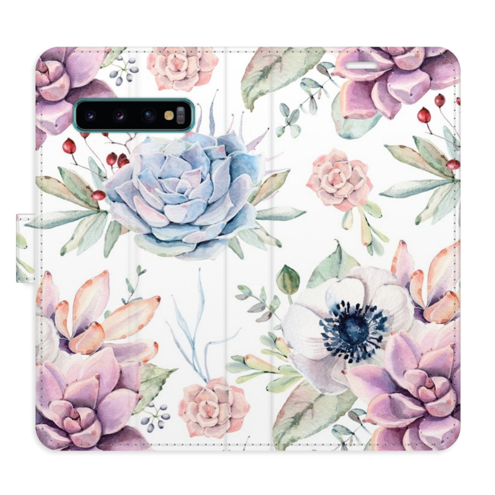 Flipové puzdro iSaprio - Succulents Pattern - Samsung Galaxy S10