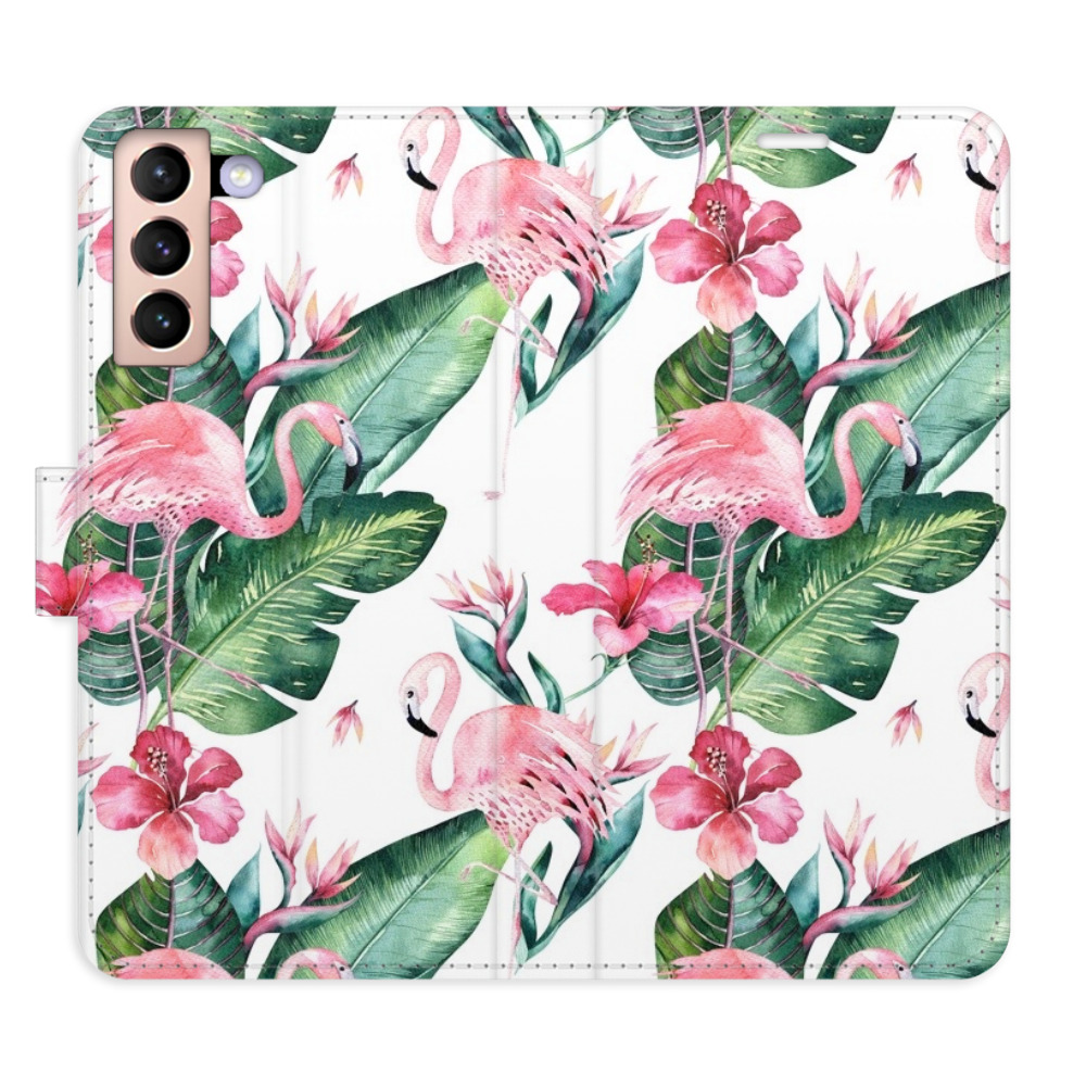 Flipové puzdro iSaprio - Flamingos Pattern - Samsung Galaxy S21