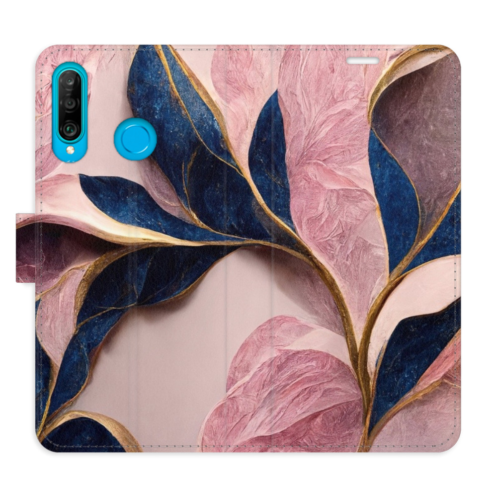 Flipové puzdro iSaprio - Pink Leaves - Huawei P30 Lite