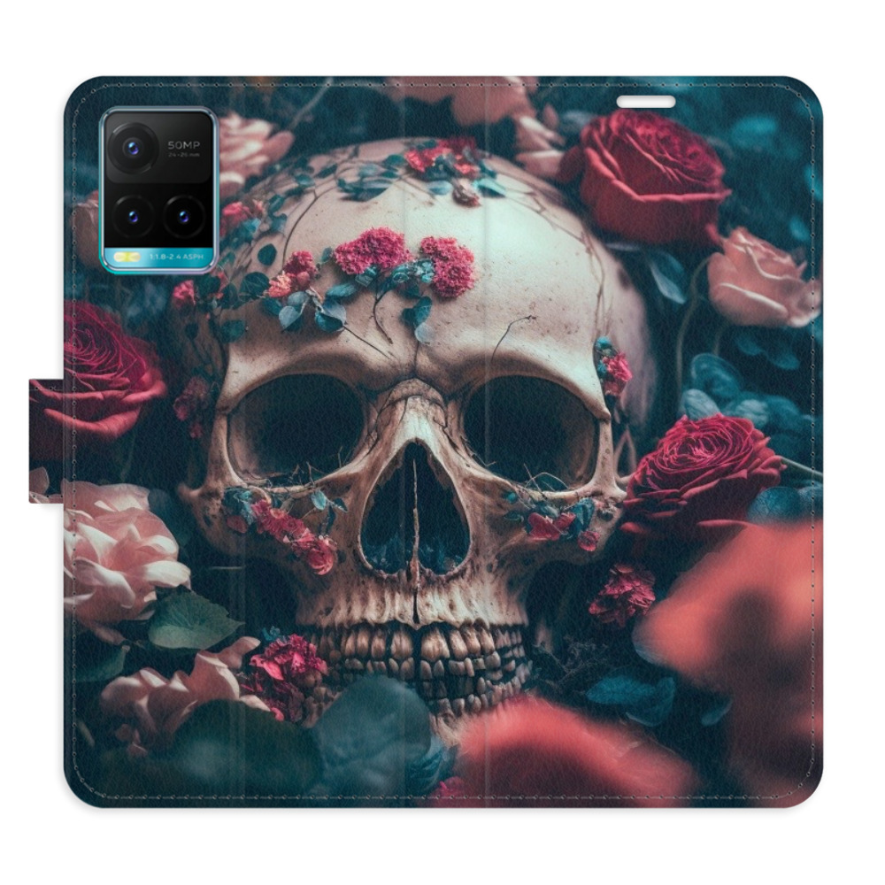 Flipové puzdro iSaprio - Skull in Roses 02 - Vivo Y21 / Y21s / Y33s