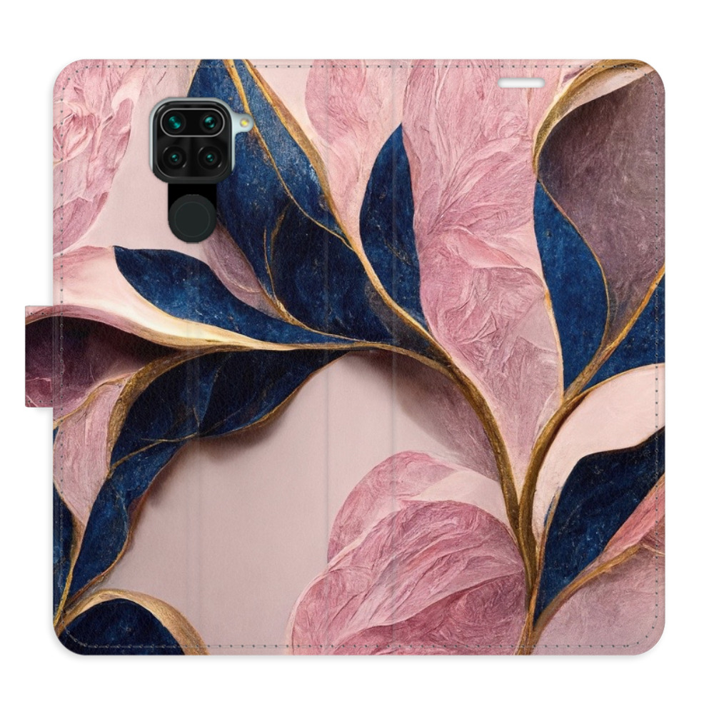 Flipové puzdro iSaprio - Pink Leaves - Xiaomi Redmi Note 9