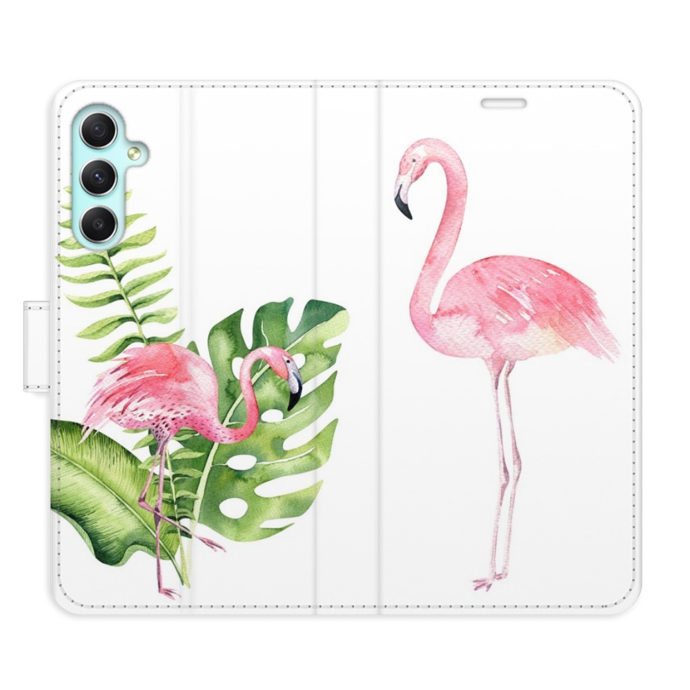 Flipové puzdro iSaprio - Flamingos - Samsung Galaxy A34 5G