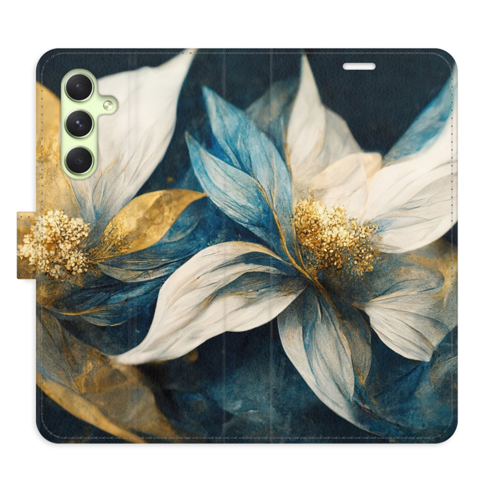Flipové puzdro iSaprio - Gold Flowers - Samsung Galaxy A54 5G