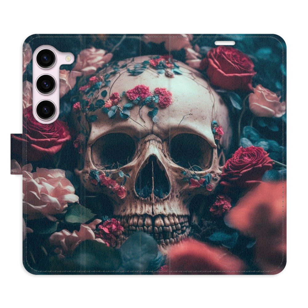 Flipové puzdro iSaprio - Skull in Roses 02 - Samsung Galaxy S23 5G