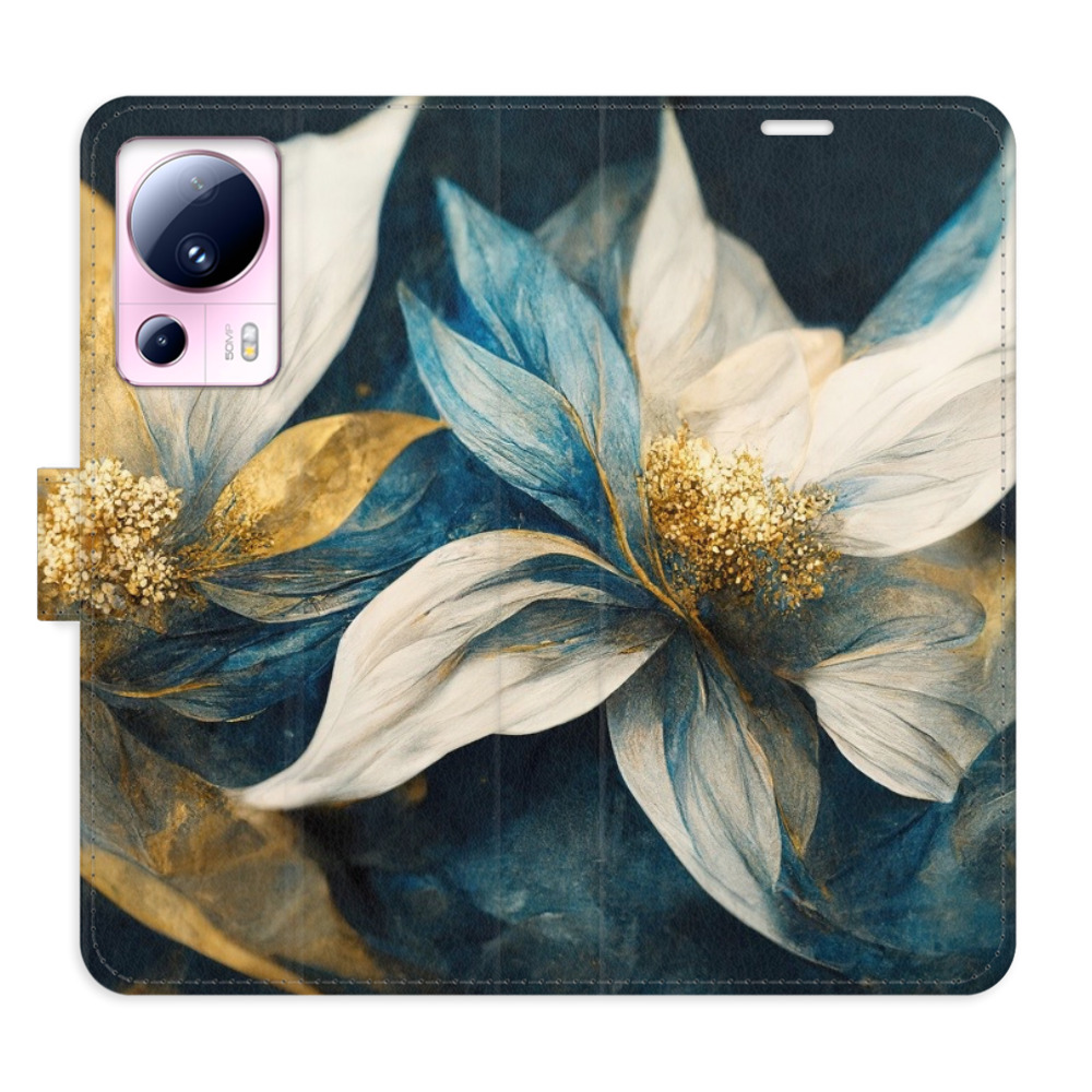 Flipové puzdro iSaprio - Gold Flowers - Xiaomi 13 Lite