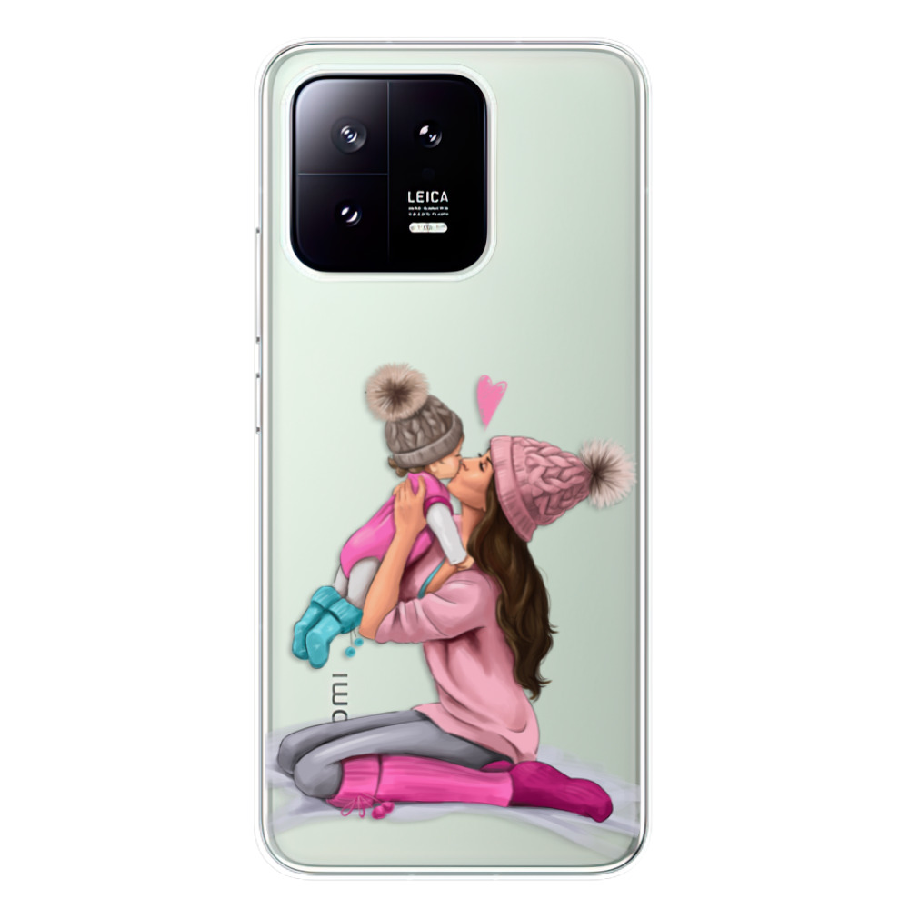 Odolné silikónové puzdro iSaprio - Kissing Mom - Brunette and Girl - Xiaomi 13
