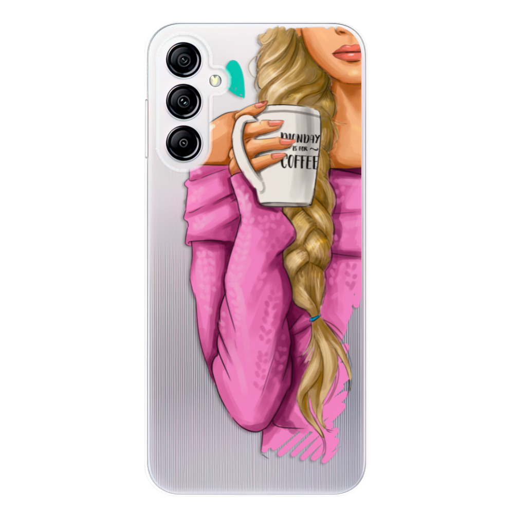 Odolné silikónové puzdro iSaprio - My Coffe and Blond Girl - Samsung Galaxy A14 / A14 5G