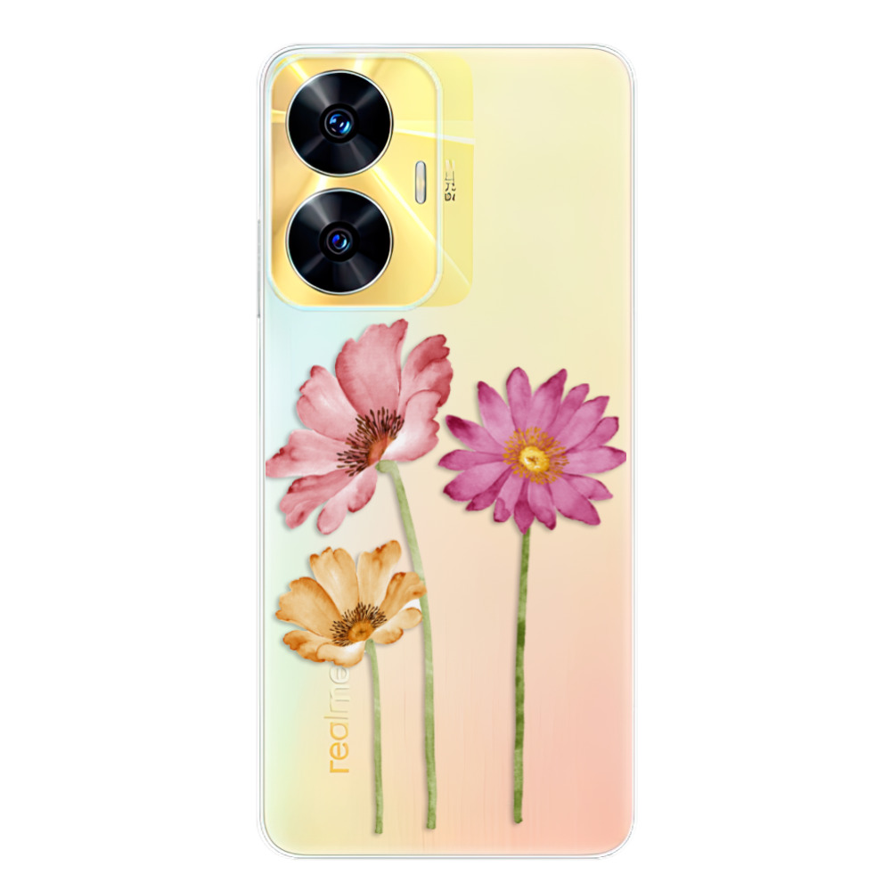 Odolné silikónové puzdro iSaprio - Three Flowers - Realme C55