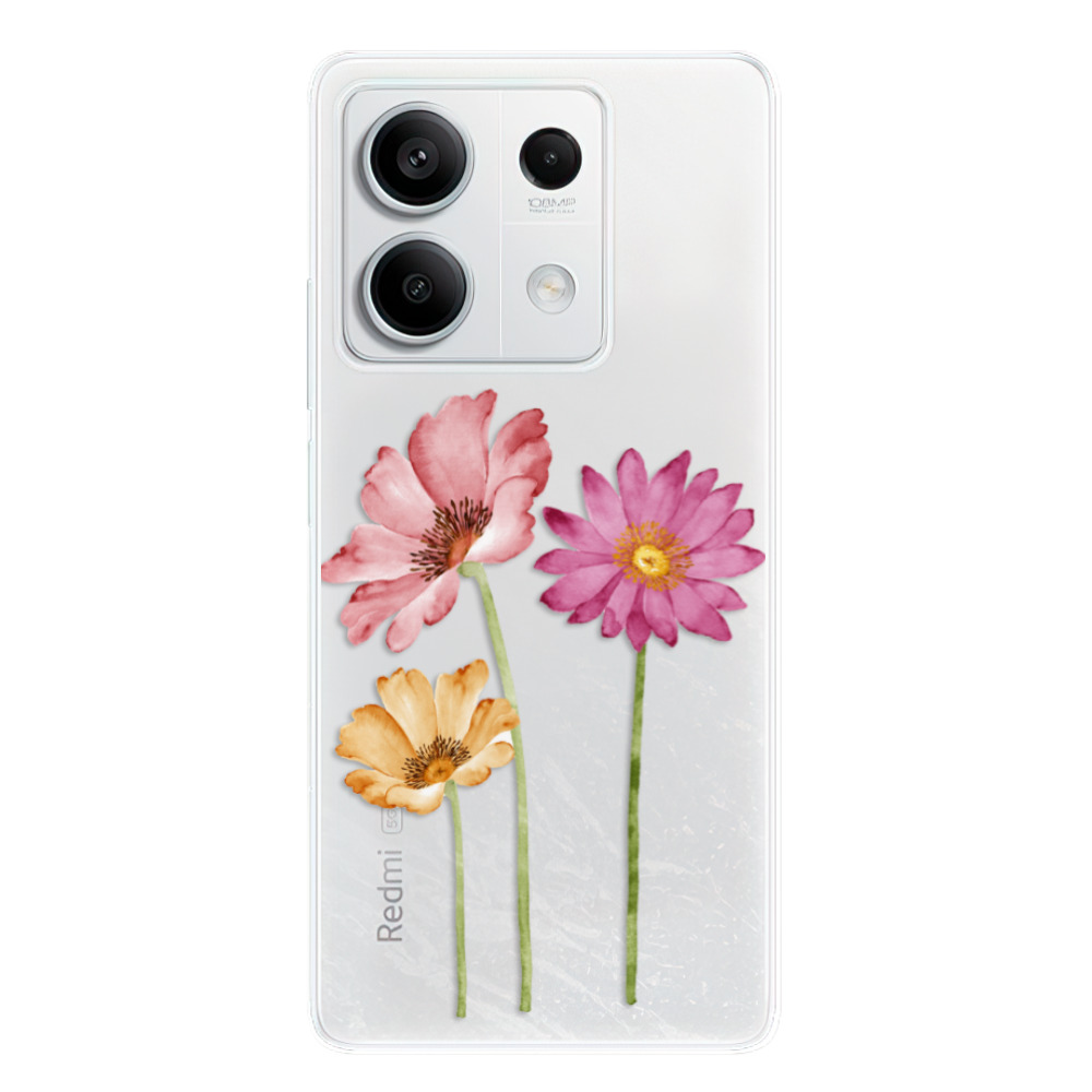 Odolné silikónové puzdro iSaprio - Three Flowers - Xiaomi Redmi Note 13 5G