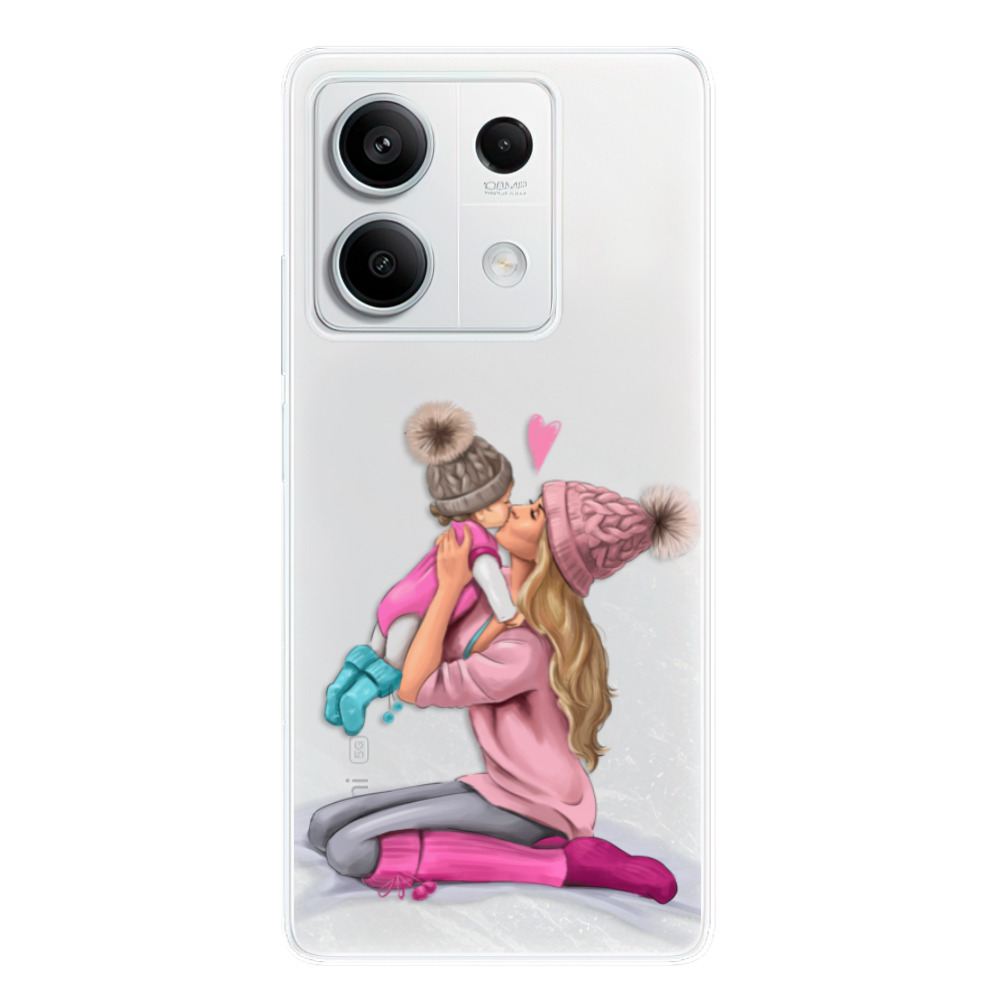 Odolné silikónové puzdro iSaprio - Kissing Mom - Blond and Girl - Xiaomi Redmi Note 13 5G