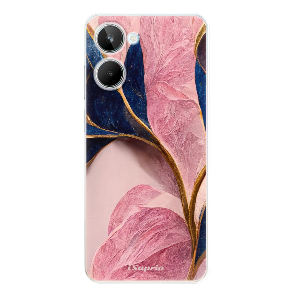 Odolné silikónové puzdro iSaprio - Pink Blue Leaves - Realme 10