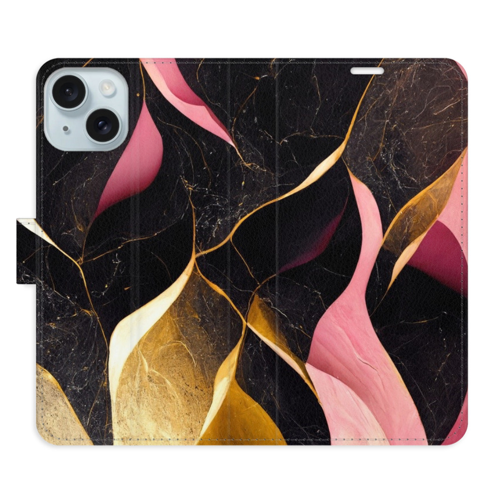 Flipové puzdro iSaprio - Gold Pink Marble 02 - iPhone 15 Plus