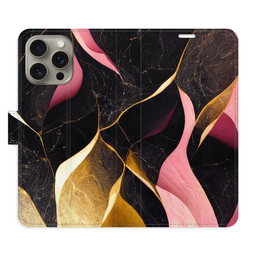 Flipové puzdro iSaprio - Gold Pink Marble 02 - iPhone 15 Pro Max