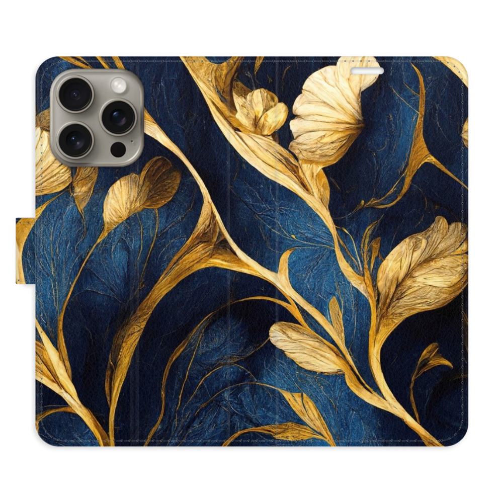 Flipové puzdro iSaprio - GoldBlue - iPhone 15 Pro Max