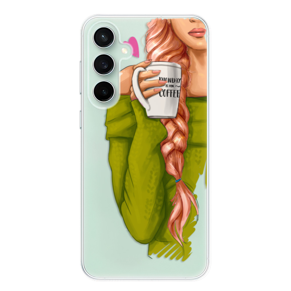 Odolné silikónové puzdro iSaprio - My Coffe and Redhead Girl - Samsung Galaxy S23 FE
