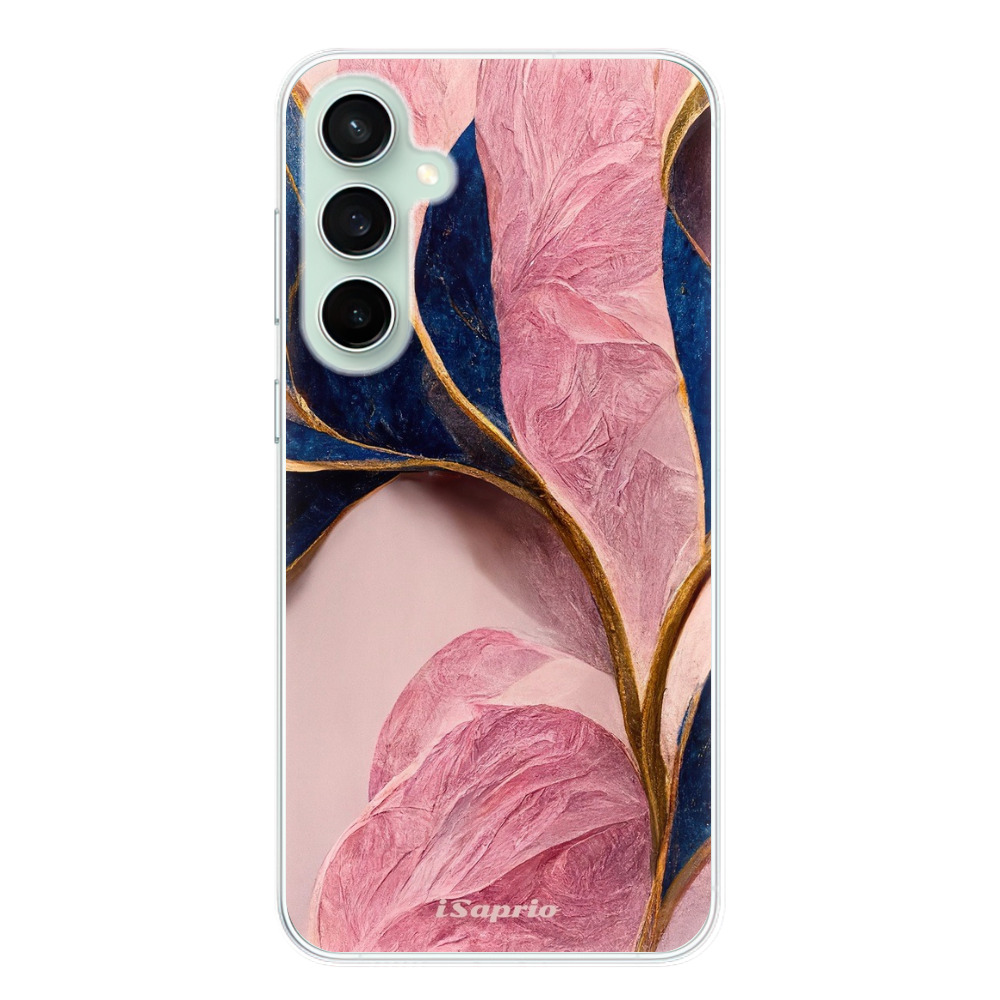 Odolné silikónové puzdro iSaprio - Pink Blue Leaves - Samsung Galaxy S23 FE