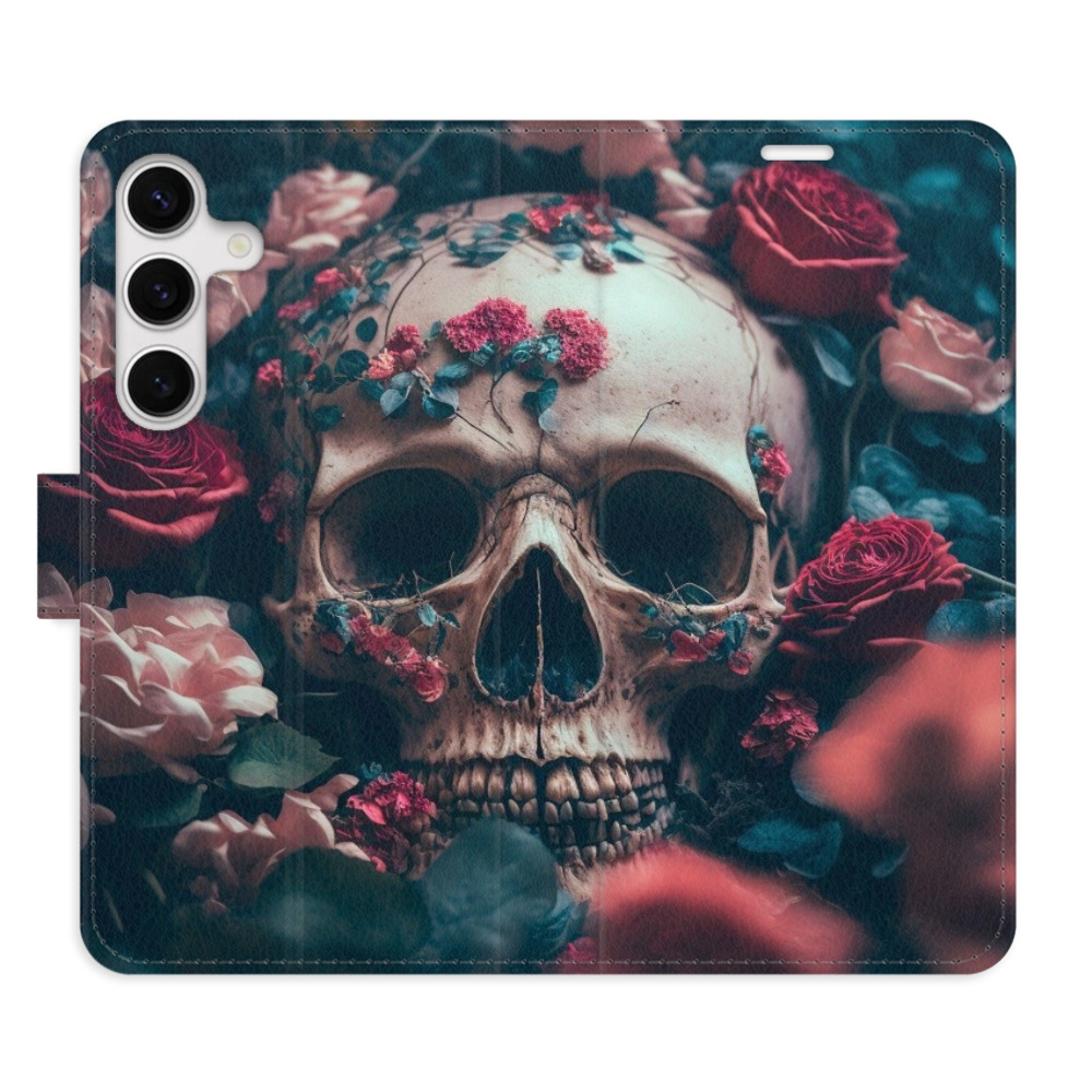 Flipové puzdro iSaprio - Skull in Roses 02 - Samsung Galaxy S24