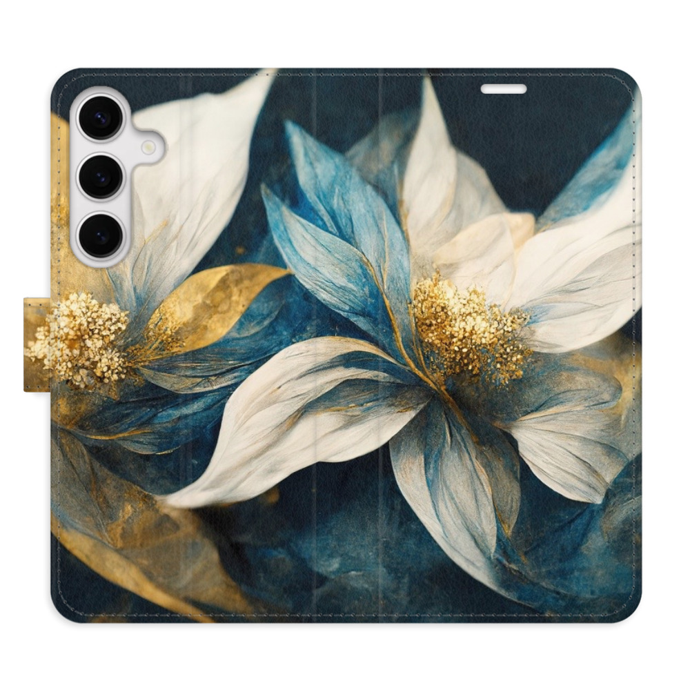 Flipové puzdro iSaprio - Gold Flowers - Samsung Galaxy S24+