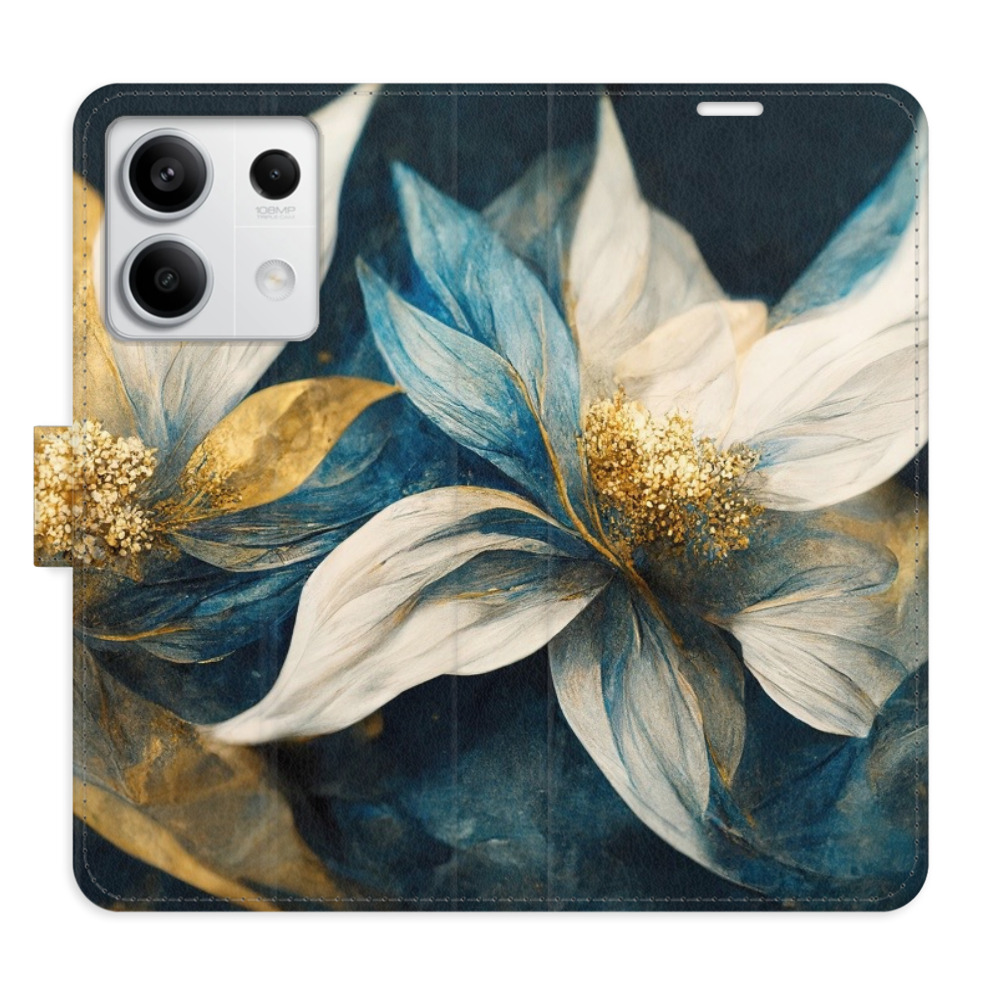 Flipové puzdro iSaprio - Gold Flowers - Xiaomi Redmi Note 13 5G