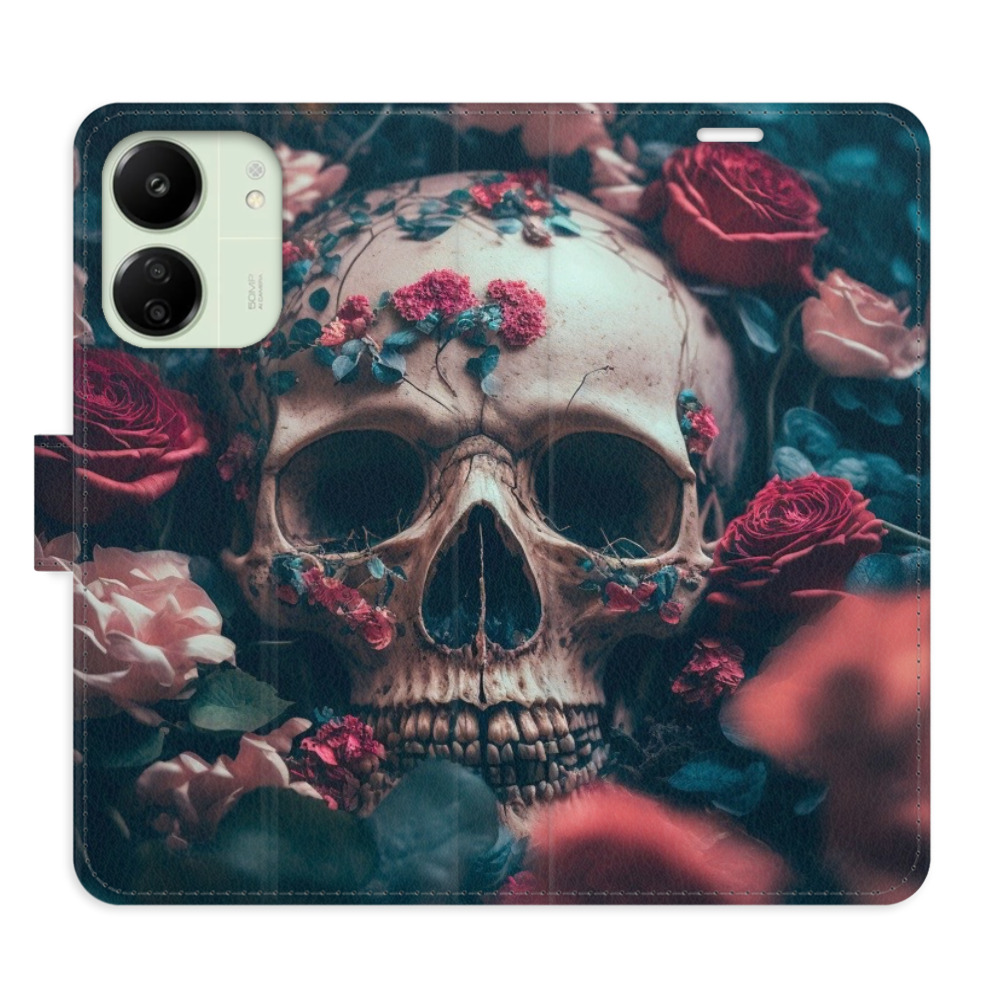 Flipové puzdro iSaprio - Skull in Roses 02 - Xiaomi Redmi 13C