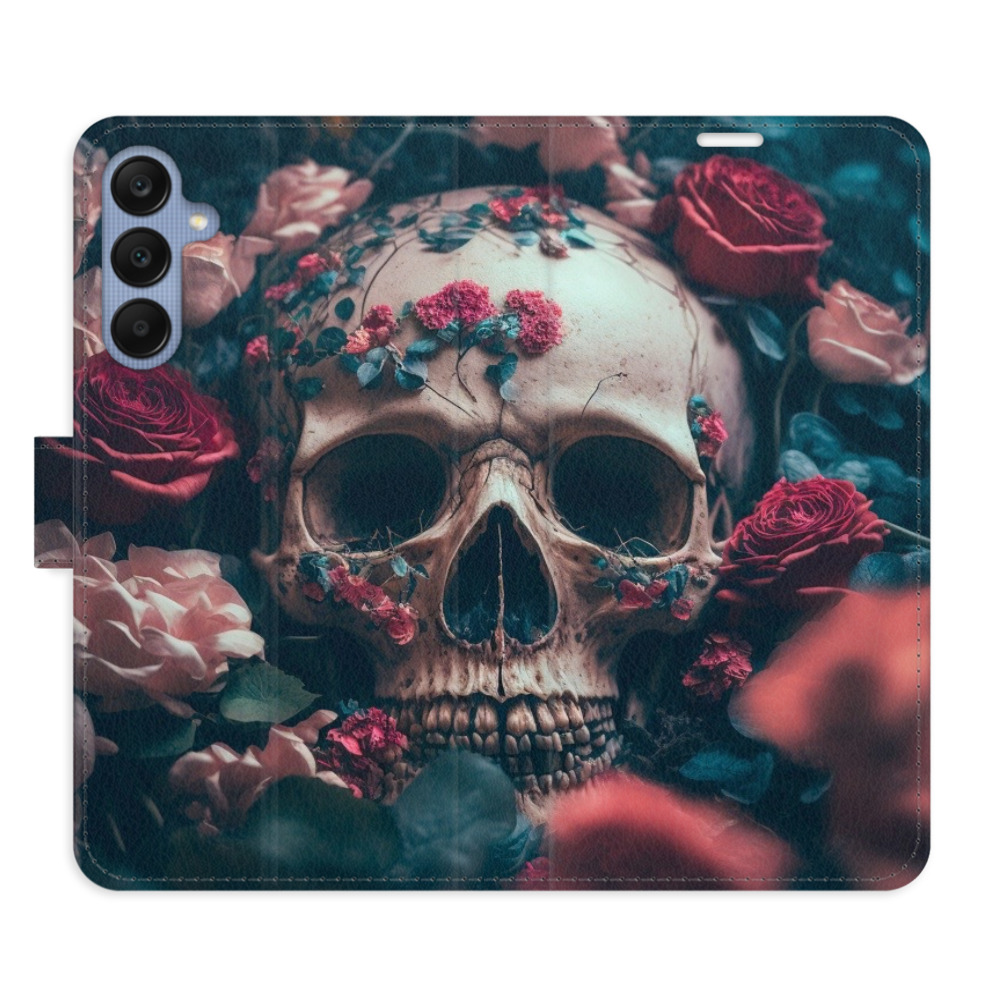 Flipové puzdro iSaprio - Skull in Roses 02 - Samsung Galaxy A25 5G